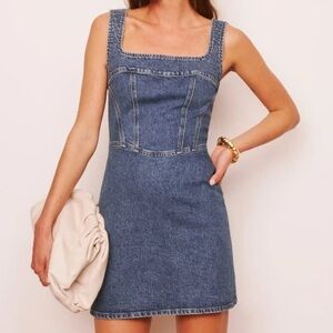 Reformation Davies Bustier Denim Mini Dress Size 2 Jeans